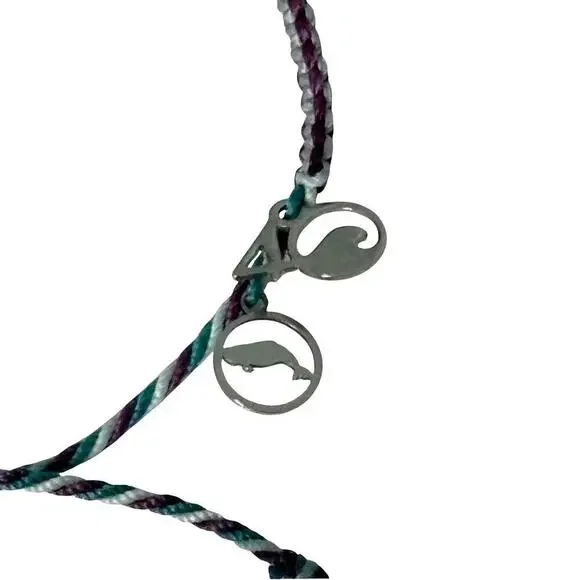4Ocean Sperm Whale Beaded Bracelet Purple Teal Aqua with Gift Bag - Picture 3 of 6
